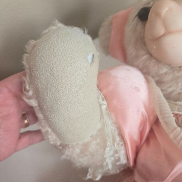 Vintage 80s Rosenbear Teddy Bear Pink Dress Articulated Large Artist Signed TLC - Picture 8 of 14